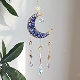 Pozbee Moon Suncatcher Hanging Decor, Boho Chic Lapis Lazuli Crystal Sun Catcher, Spritual Sun Light Catcher for Windows, Blue Crescent Moon Housewarming Gift (Lapis Lazuli)