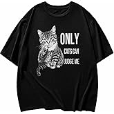 Cat Animal Shirts Graphic Tees for Women, Text Funny Womens Oversized T Shirt Crewneck Short Sleeve Casual Tops