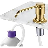 Gagal Kitchen Sink Soap Dispenser (Brushed Gold) and Extension Tube Kit for Kitchen Sink, Complete Brass Head with 40" Silicone Tube Connect to The Bottle Directly, Say Goodbye to Frequent Refills