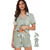 WJing Yi Jia 4Pcs Pajamas Set for Women Sleepwear Womens Soft Pajama Sets Button Down Nightwear Knit Pjs Lounge Sets XS-XXL