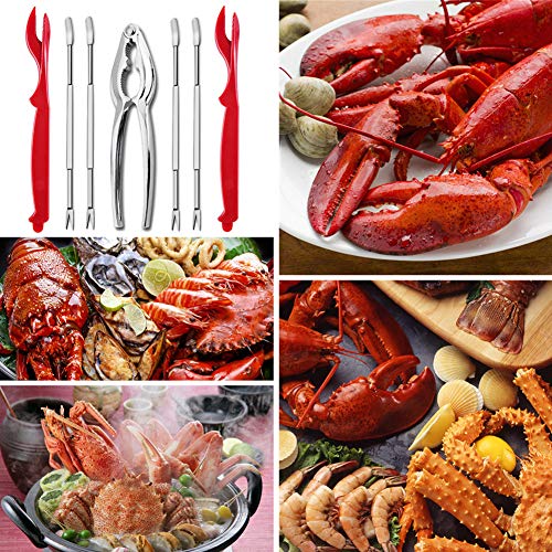 7Pcs Seafood Tools Set Crab Crackers Nut Cracker Forks Leg Lobster Sheller Knife Shellfish Opener