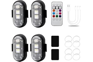 LECART Wireless Led Strobe Lights with Remote 8 Colors High Brightness Led Anti Collision Light Rechargeable Strobe Lights for Car Drone Motorcycle Bike Flashing Light 4 Pcs