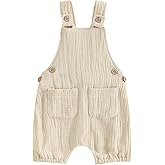 Infant Baby Girl Boy Romper Shorts Linen Sleeveless Jumpsuit Bib Overalls One Piece Outfit Spring Summer Clothes