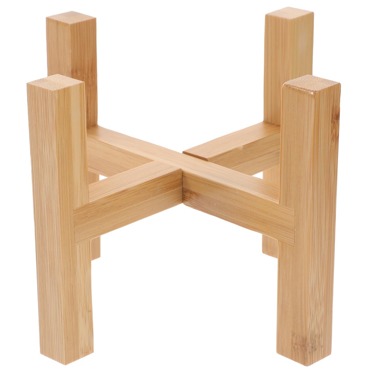 Happyyami Wooden Flower Stand Indoor Plant Stand with Bamboo Tray for Succulents Mini Cacti Display Wood Plant