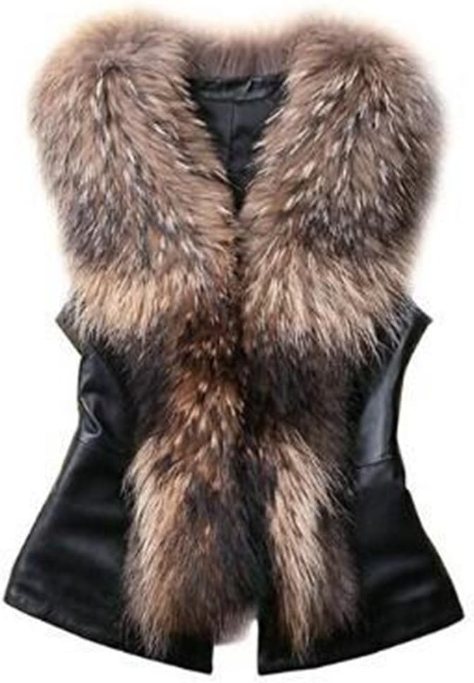 Jingjing1 Women Faux Fur Vest, Sleeveless Winter Warm Leather Gilet