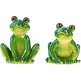 VOSAREA 2Pcs Garden Frog Ornament Garden Decor Statues Miniature Crafts Educational Frog Figurine Statue Animal Decor Animal Ornament Micro Scene Sculpture Resin Cartoon