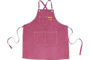 LittleMax Chef Apron for Men Women,Cross Back Strap Apron with Pockets Cotton Canvas Work Apron for Kitchen Cooking BBQ M-XXL