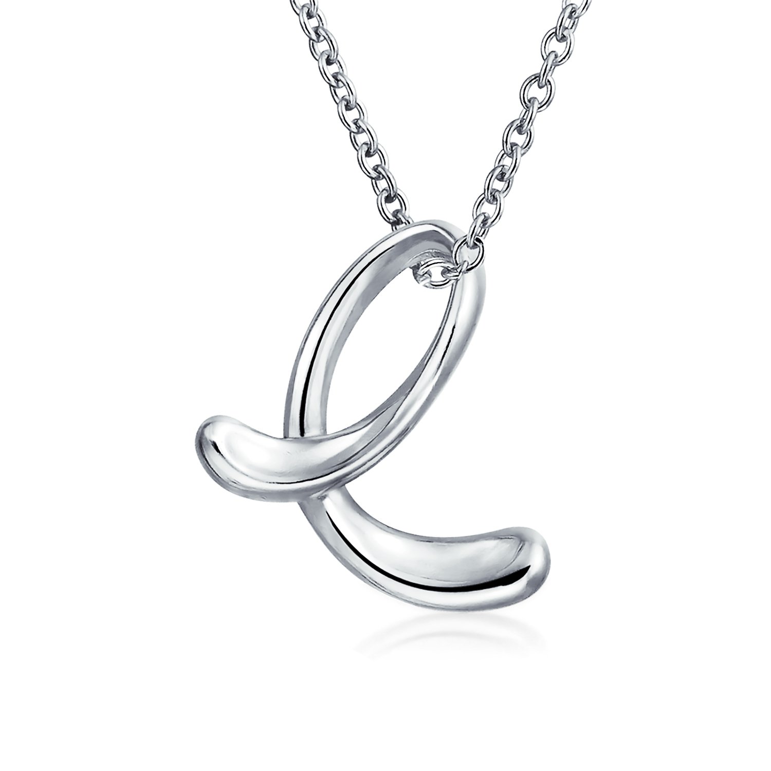 Bling Jewelry Letter E Cursive Alphabet Script Initial Pendant Necklace For Women .925 Sterling Silver 18 Inches โ image 1