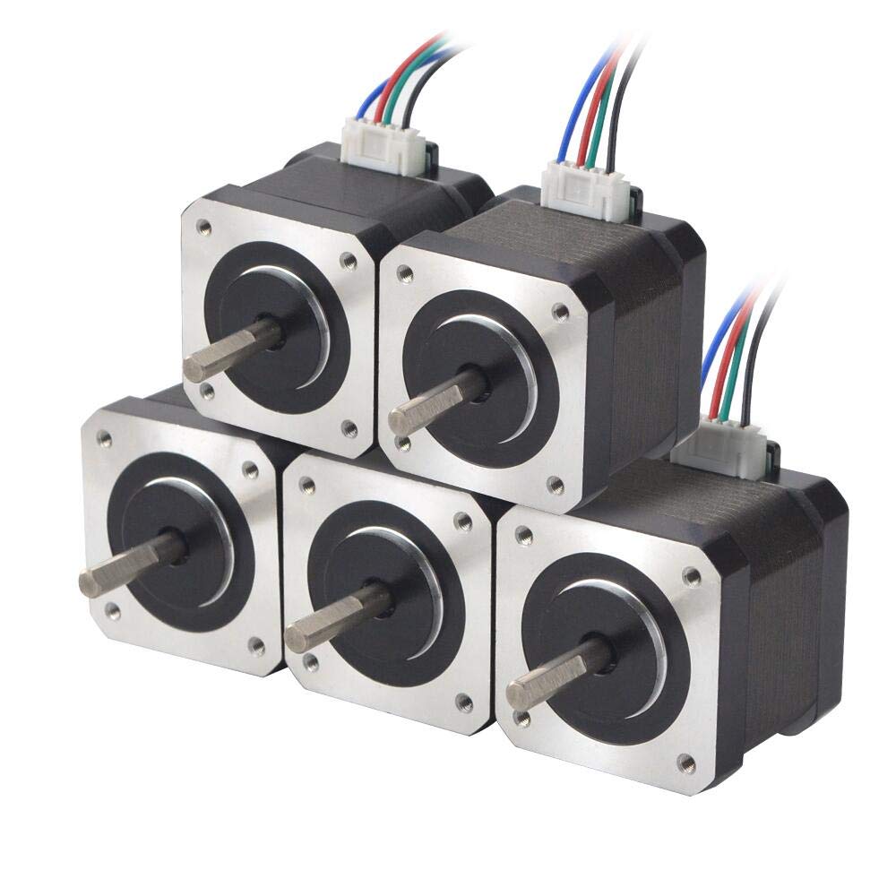 STEPPERONLINE 5 PCS Nema 17 Bipolar 45Ncm 1.5A 12V 42x39mm 4 leads w/ 1m Pin Connector for 3D Printer,CNC, XYZ Axis, Extruder