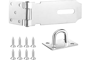 CAIQICOME Door Latch Hasp Lock Hasp Door Latches Gate Latches Stainless Steel Lock Latch Heavy Duty Padlock Hasp with Screws for Mailbox Drawer Closet Fence Door Window Cabinets 4Inch