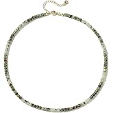 XIJIN Natural Stone Bead Necklace for Women Handmade Boho Multicolor Beaded Choker Necklace Gift for Her