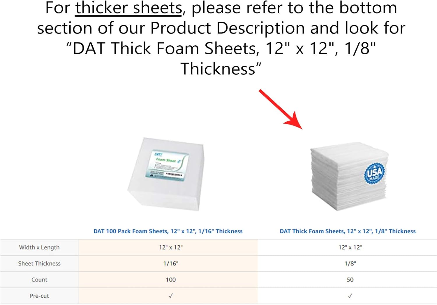 100 Pack Foam Sheets, DAT 12" x 12", 1/16" Thick, Foam Wrap Cushioning Material, Moving Supplies for Packing Storage and Shipping: Industrial & Scientific