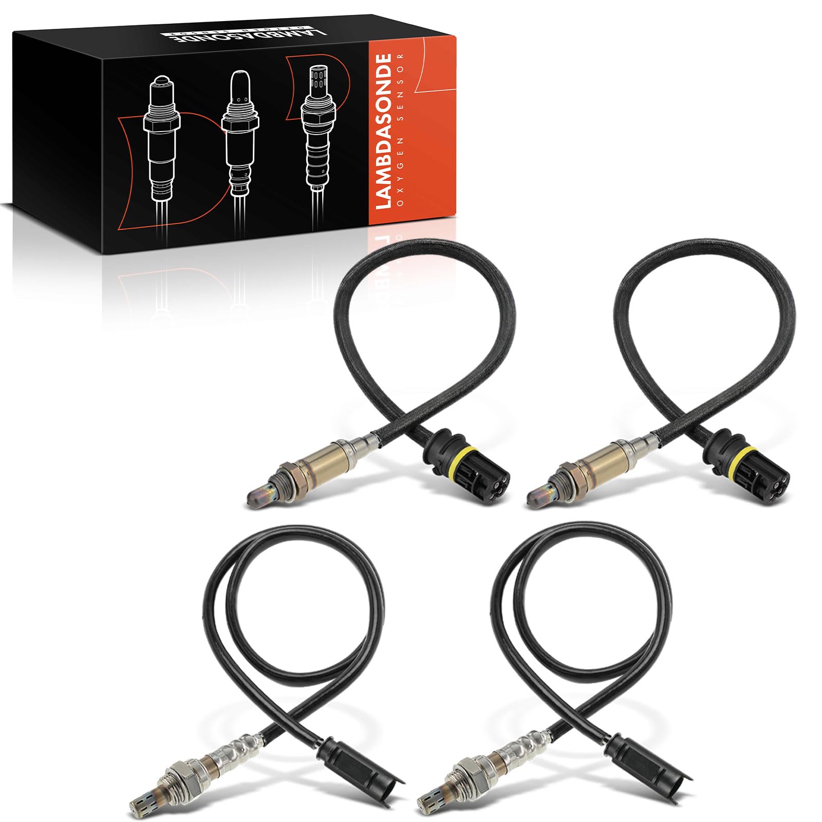 4x Lambda Sensor according to Cat and Upstream Cat Compatible with E36 E38 E39 E46 E53 E60 E61 E65 E66 E67 E83 E85 LM_ 1998-2006