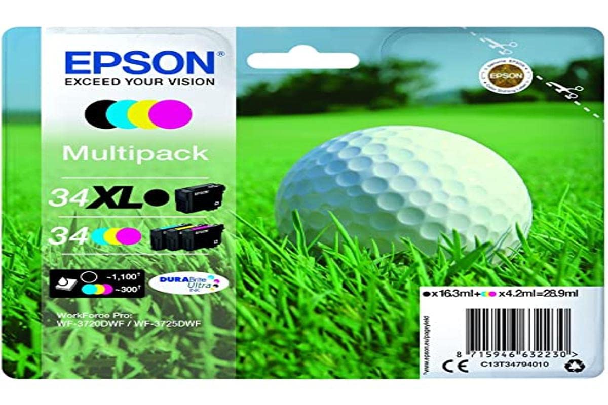 Epson C13T34794010 34 X-Large Consumables Ink and Toner Cartridges, Multipack (X-Large BK STD CMY)