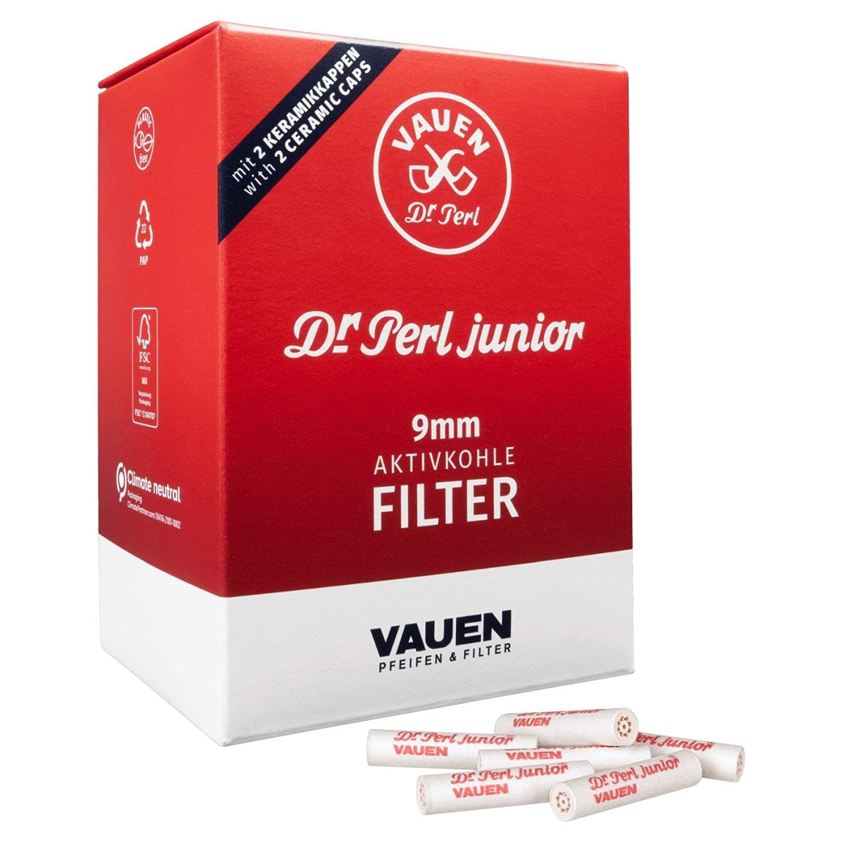 Vauen Vereinigte Pfeifenfabriken Nürnberg GmbH Dr. Perl Activated Carbon Filter, Red, M