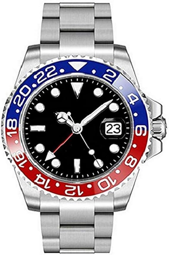 Amazon Parnis メンズ パーニス45mm Gmtマスター青と赤のセラミックベゼル316ステンレス鋼のブレスレット自動機械式メンズ腕時計 メンズ腕時計 腕時計 通販