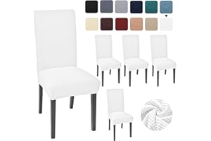 Aertiavty Chair Covers for Dining Room Set of 4 Kitchen Chair Seat Covers, Dining Room Chair Covers Chair Slipcover Parsons Chair Covers, White