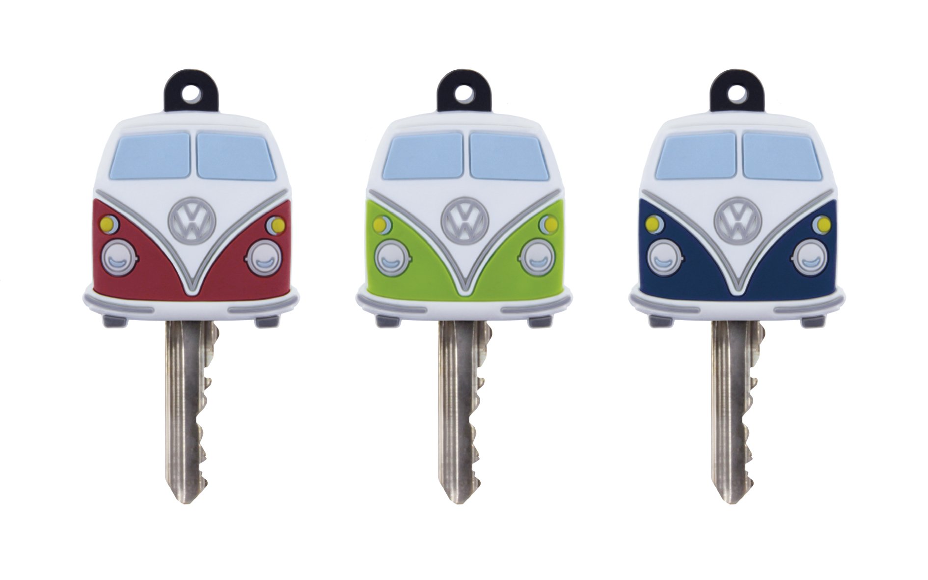BRISA VW Collection - Volkswagen Key Cover Caps for Identifying Keys in T1 Bus Design (3-Piece Set)