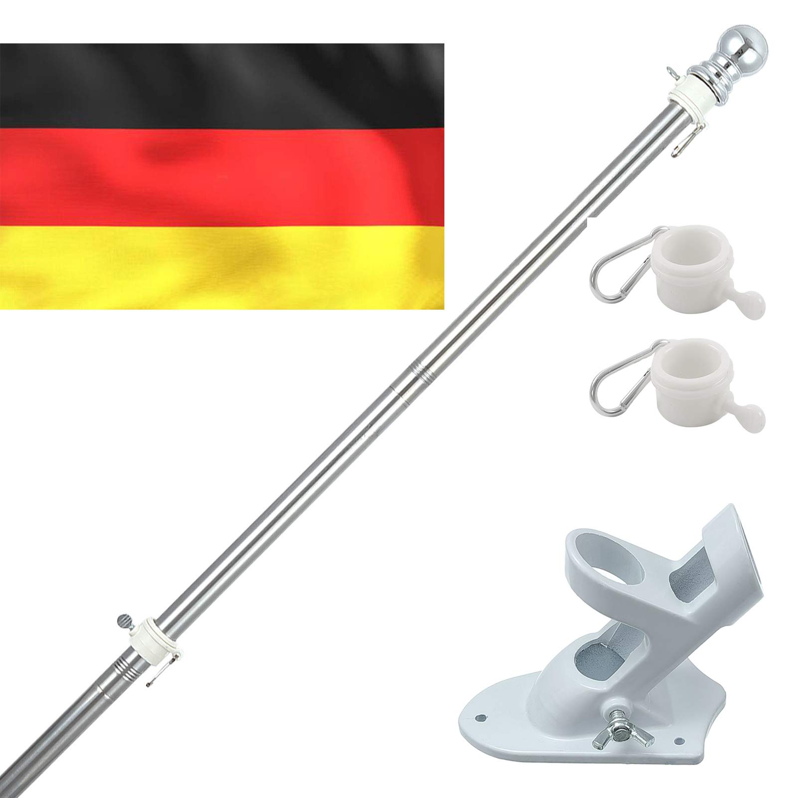 HORSE SECRET 6FT Germany Pole Kit with Bracket Outdoor Wall Mount Stainless Steel Flagpole with Flag