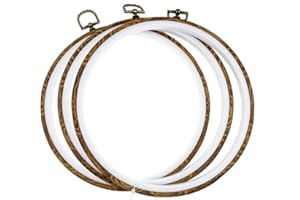 WOOL QUEEN Hand U Journey 3 Pieces 8.4'' 21.5cm Rug-Punch Embroidery Ring Cross Stitch No Slip Hoops Set Imitated Wood Display Frame Circle Embroidery Kits for Art Craft Sewing and Hanging