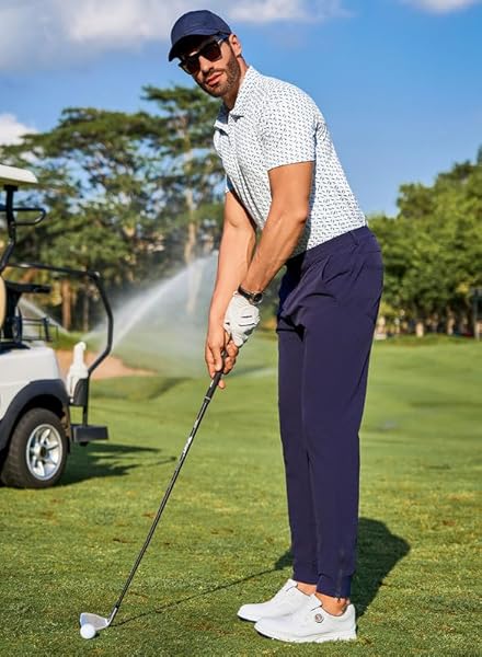 JMIERR PREMIUM GOLF SHIRTS FOR MEN MOISTURE WICKING QUICK DRY PRINT PERFORMANCE ZIPPER COLLARED POLO SHIRT, S, DUSK BLUE