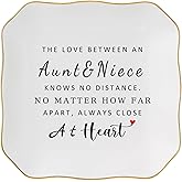Jelershy Aunt Gifts from Niece Trinket Ring Dish -The Love Between an Aunt & Niece...Always Close at Heart, Aunt and Niece Gifts for Aunts Birthday Christmas Mothers Day Valentines Gift
