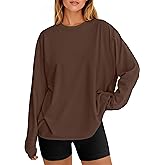 LLTTDiar Womens Oversized Long Sleeve Shirts Trendy Crew Neck Baggy Active Basic Tee Spring Workout Tops Y2k Clothing