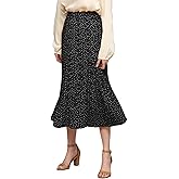Lock and Love Womens High Waist Polka Dot Pleated Midi Swing Skirt with Pockets