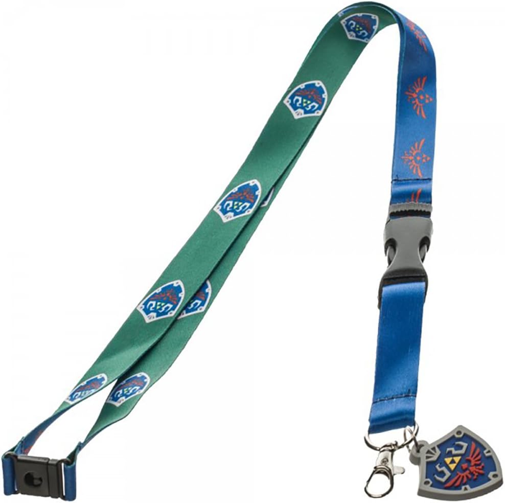 Fad Habit Nintendo Zelda Skyward Shield and Crest Lanyard with Rubber Logo Charm and Sticker