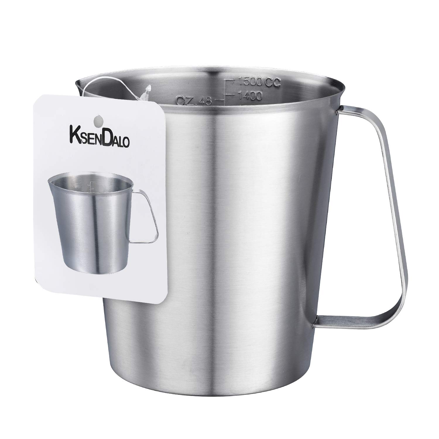 KSENDALO Premium 1500ML/48Oz Measuring Cup, Steaming Frothing Pitcher, With inside Markings With Handle