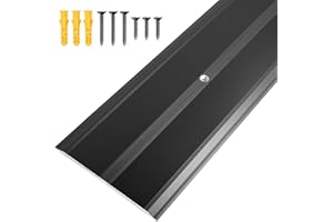 Jiekayi Aluminum Metal Door Threshold, Floor Transition Strip, 36'' L x 4'' W x 0.1'' H, Flat-Profile Threshold, Flooring Gaps Carpet Vinyl Wood, Stylish Doorway Transition Draft Protection (Black)