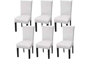 Fuloon 6 Pack Super Fit Stretch Removable Washable Short Dining Chair Protector Cover Seat Slipcover for Hotel, Dining Room, Ceremony, Banquet Wedding Party