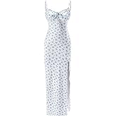 winkbay Women's Floral Maxi Dress Summer Scoop Neck Bodycon Slit Boho Sundress Beach Vacation Clothes