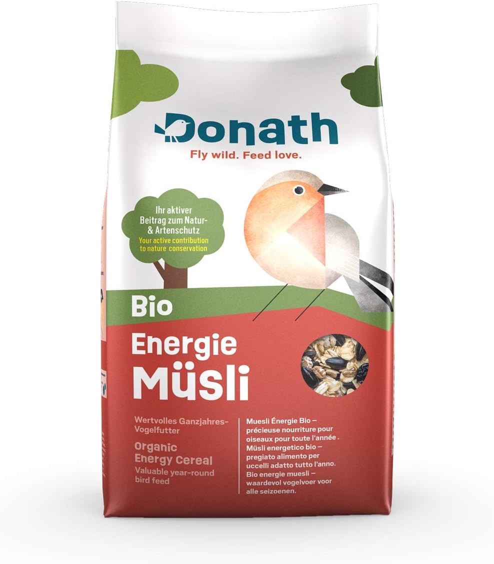 Donath Organic Energy Muesli, the energy-rich organic mix brings reserves of energy to your bird table
