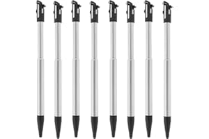 Lexziuo 8PCS Metal Extendable Stylus Pen for Nintendo NEW 3DS LL - Retractable Touch Screen Pen with 3.5mm Tip, Gaming Stylus