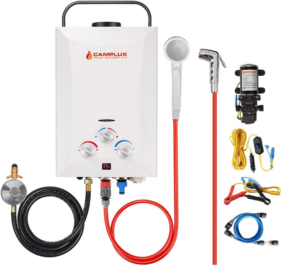 CAMPLUX LPG Gas Portable Hot Water Heater Camp Shower Caravan Horse