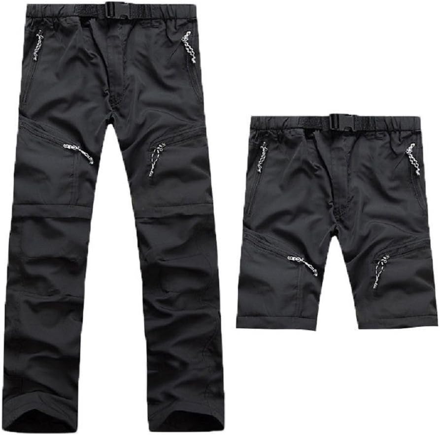 Evere Men Mountain Pants Convertible Lightweight Outdoor Sports Quick Dry Cargo Trousers Hiking Fishing Camping,Black,S