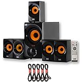 Acoustic Audio AA5170 Home Theater 5.1 Bluetooth Speaker System with FM and 5 Extension Cables, Black