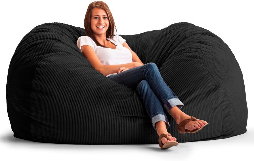 Fuf Extra Large Bean Bag Sofa Fabric: Wide-Wale Corduroy Black