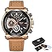 Watches for Men,LIGE Mens Chronograph Waterproof Sports Analog Quartz Watch Gents Brown Leather Strap Date Display Fashion Casual Big Face Wrist Watch Clock Rose Gold Black