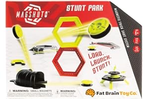 Fat Brain Toys Magshuto Stunt Park, Trick Shot System, Magnet Toys Skill Disc Launch Set, Magnet Game for Kids and Tweens