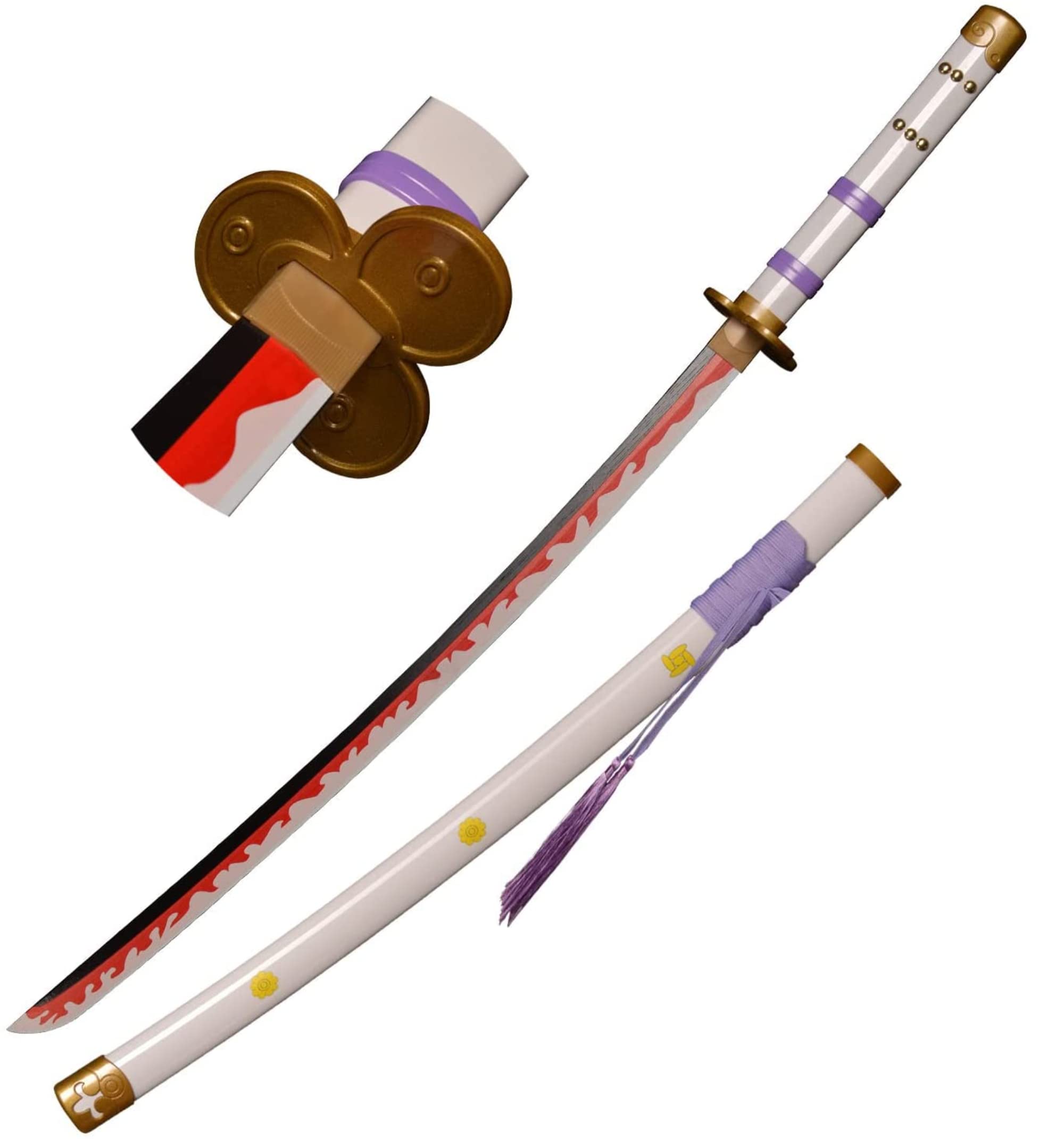 KOGUMA One Piece Roronoa Zoro Cosplay Wooden Yama Enma Swords Replica Props 103.5cm (White)