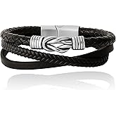 Lucky Brand 3-Row Bracelet for Men 8.5", Stainless Steel Knotted Bracelet, Valentines Day Gifts for Him