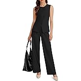 Casly Lamiit Women's 2 Piece Outfit Spring 2026 Sleeveless Suit Vest and Wide Leg Pants Business Casual Travel Blazer Sets