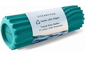 Oceanfoam Ripple Roller - Muscle Massage Foam Roller for Back Pain & Stretching - Travel Size (11" x 3.35") Firm & Ergonomic Wave Textured - Yoga, Athletics, & Wellness (Jade)