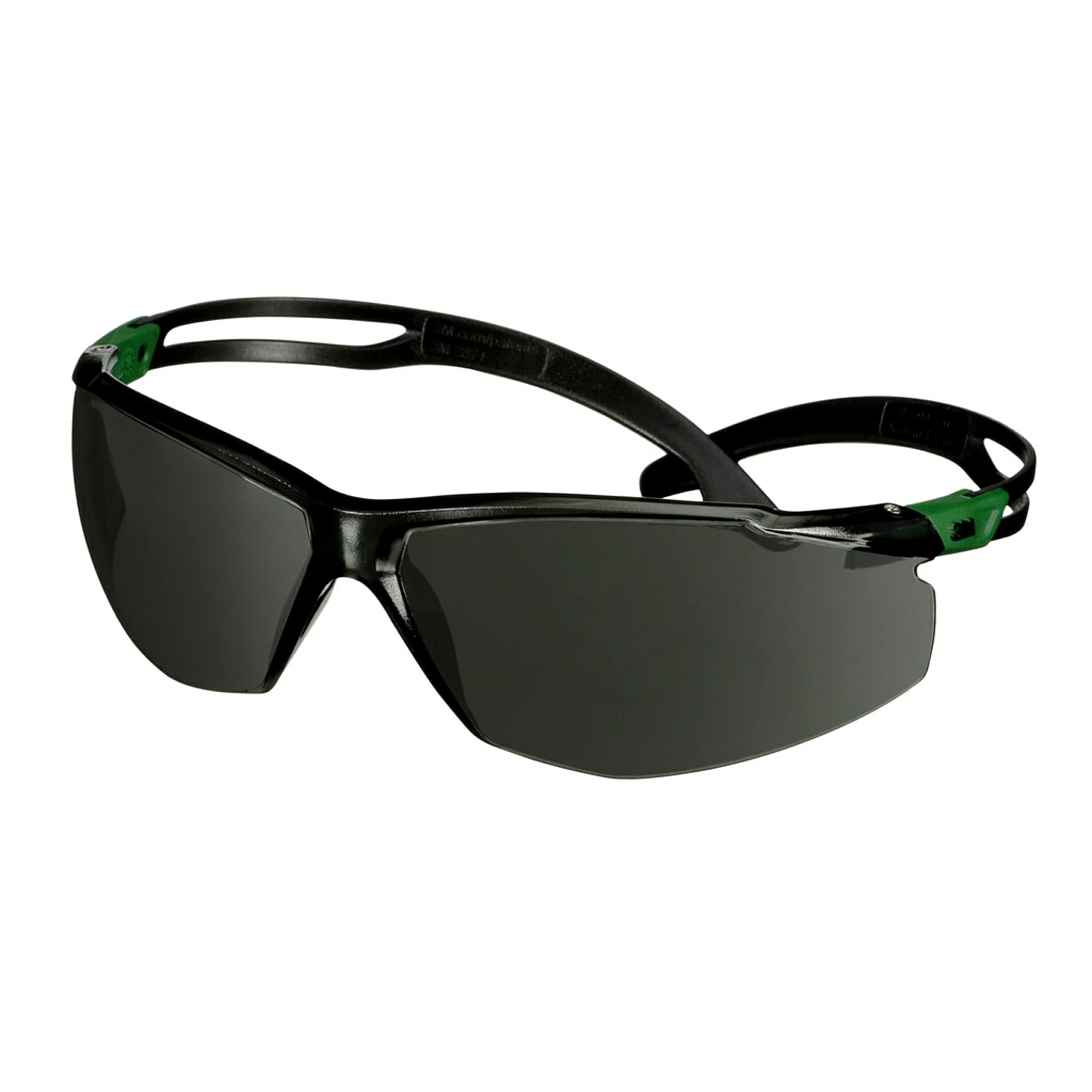 3M SecureFit 500 Safety Glasses, Green/Black frame, Anti-Scratch+ (K), IR 3.0 Grey lens, SF530ASP-GRN-EU
