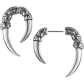 HZMAN Stainless Steel Dragon Claw Stud Earrings for Men Women Gothic Punk Piercing Sharp Claw Earring Jewelry Gift