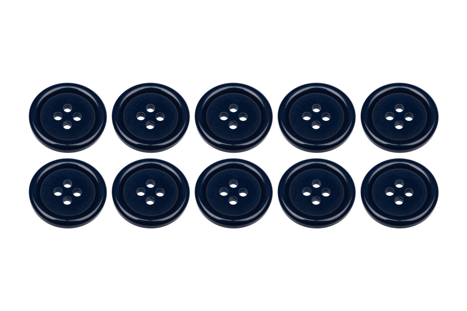 Pack of 10 Dark Blue 20mm Round Sew On Plastic Buttons for Coats Jackets Knitwear Cardigans Flat 4 Holes 32L