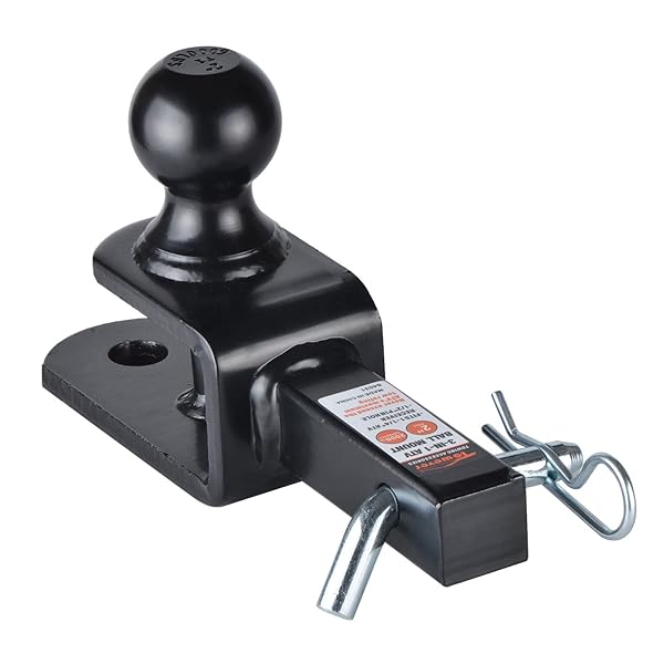TOWEVER 84031 TOWEVER ATV HITCH BALL MOUNT 2 INCH BALL WITH 1-1/4 INCH SOLID SHANK, WITH 1/2 INCH PIN & CLIP, RATED 2000 LBS