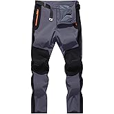 FFEATIANDY Men's Hiking Snow Ski Pants Softshell Fleece Lined Winter Water Repellent Outdoor Fishing Cargo Pants
